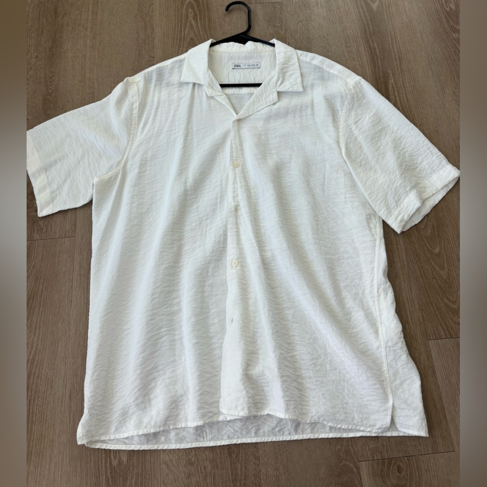 Zara Ivory Textured Short Sleeve Shirt